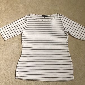 Black and White striped elbow sleeve top.